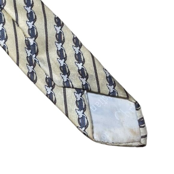 Christian Dior Yellow Silk Patterned Tie - Picture 6 of 6